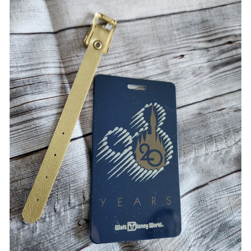 Disney World 20th Anniversary Luggage Tag Mickey Mouse Blue Vintage Style NEW